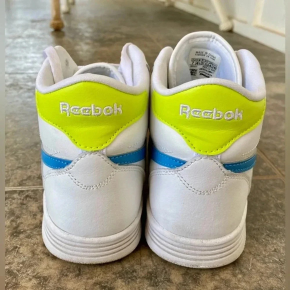 Reebok high top blue white and green sneakers - Picture 4 of 6